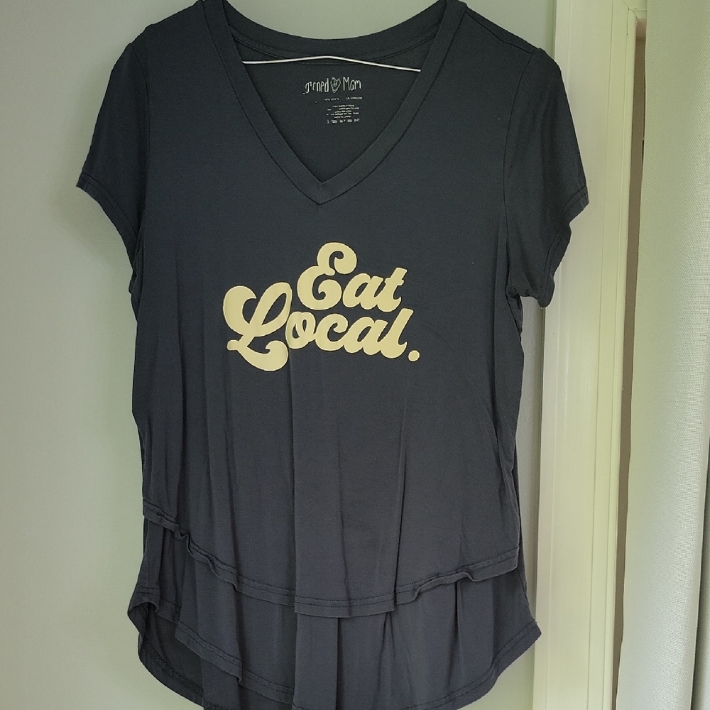 Latched Mama Gray V-Neck Graphic Tee
